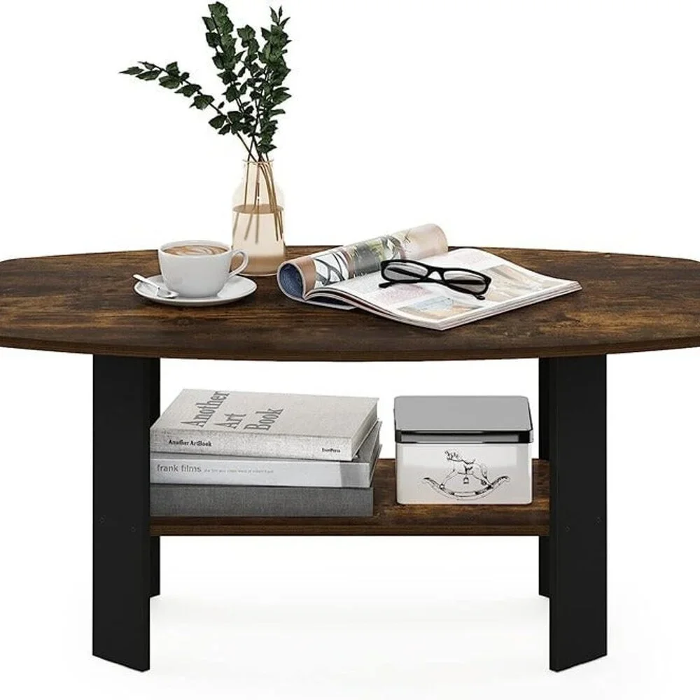 NEW Simple Design Coffee Table, Amber Pine/Black - Picture 3 of 5